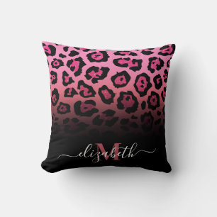 Coussin Empreinte de léopard Parties scintillant rose