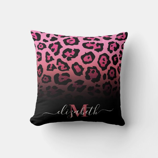 Coussin Empreinte de léopard Parties scintillant rose (Recto)