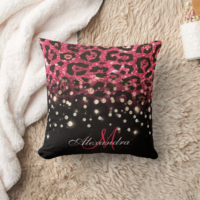 Coussin Empreinte de léopard Parties scintillant rose et d (Couverture)