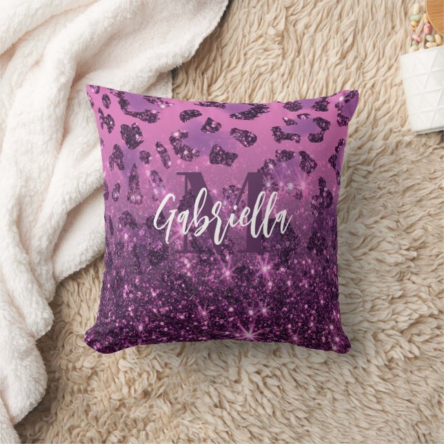 Coussin Empreinte de léopard Parties scintillant violet (Couverture)