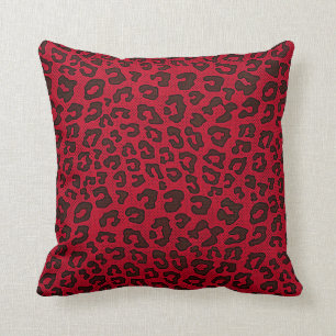 Coussin Empreinte de léopard pointillé de rouge de