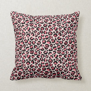 Coussin Empreinte de léopard rose et noir chic