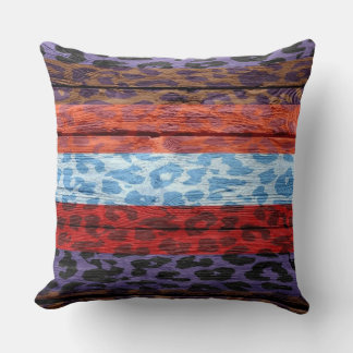 Coussin Empreinte de léopard Vintage Wood
