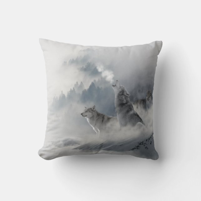 Coussin Empreinte de loup de neige (Recto)