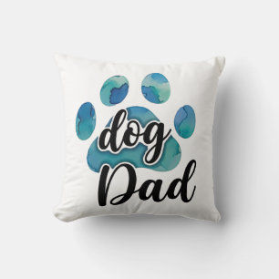 Coussin Empreinte de patte à l'aquarelle Papa Chien Amateu