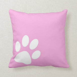 Coussin empreinte de patte de chevreau rose vif