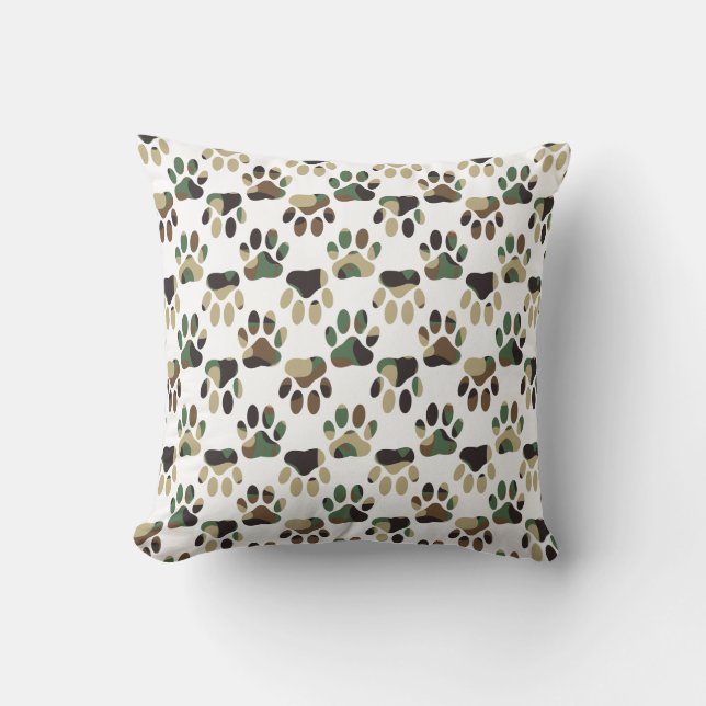 Coussin Empreinte de patte de chien Motif Camo (Recto)