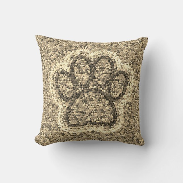 Coussin Empreinte de patte de chien Sepia Low Poly (Recto)