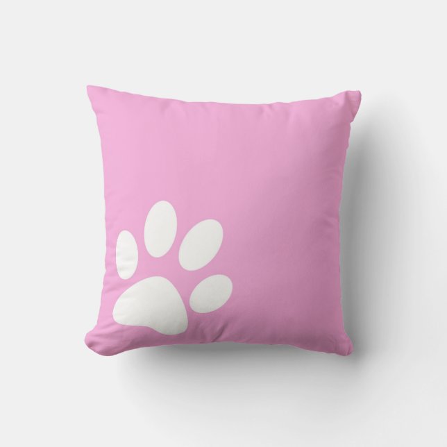 Coussin empreinte de patte de compagnie rose vif féminin (Recto)