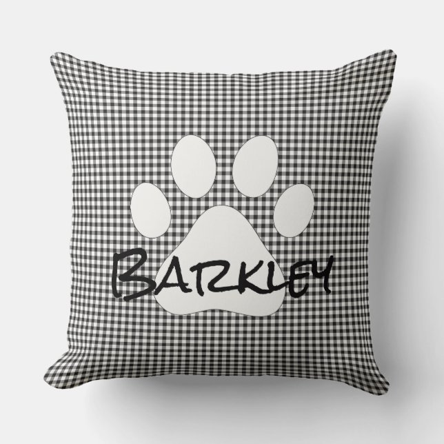 Coussin Empreinte de patte Nom de l'animal de compagnie En (Recto)