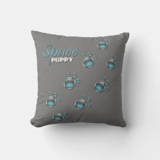 Coussin Empreinte de patte "Space Puppy" bleu et g