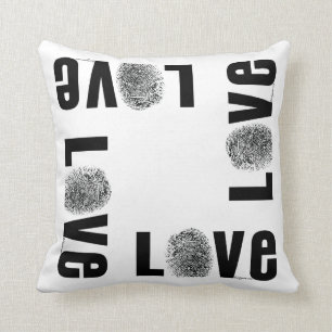 Coussin Empreinte digitale d'amour noire et blanche