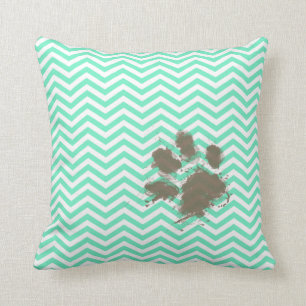 Coussin Empreinte drôle sur Aquamarine Chevron