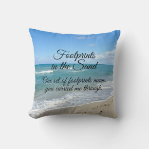 Coussin Empreintes dans le Sable Inspirational Christian