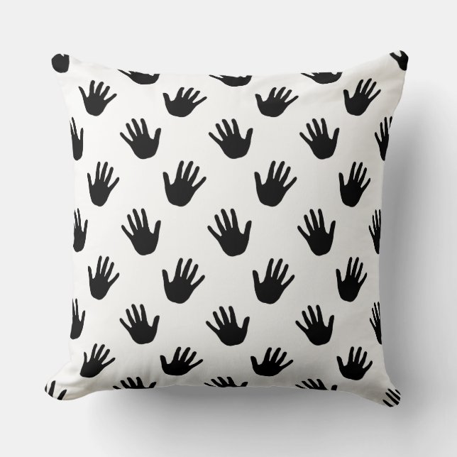Coussin Empreintes de mains à pois noirs et blancs (Recto)