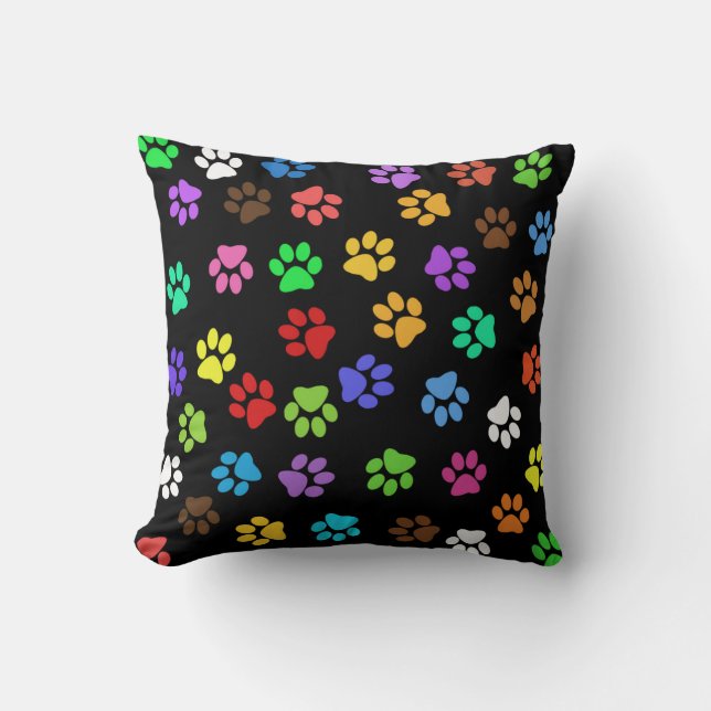 Coussin Empreintes de pas animales colorées (Recto)