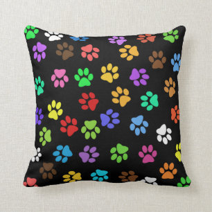 Coussin Empreintes de pas animales colorées