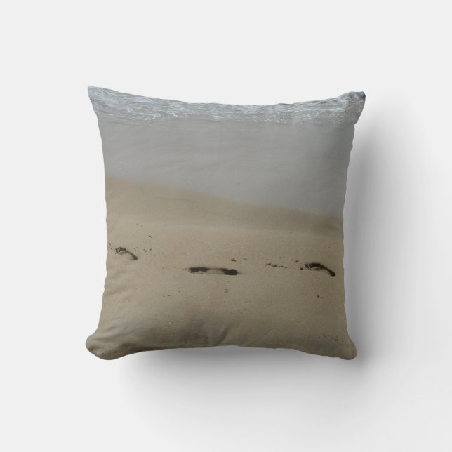Coussin Empreintes de pas dans le sable (Recto)