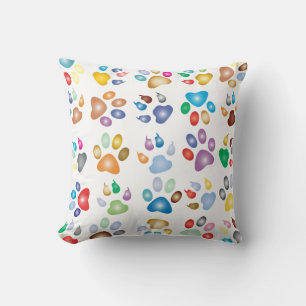 Coussin empreintes de pattes colorés