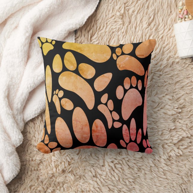 Coussin Empreintes de pattes de chien abstraites vintage (Couverture)