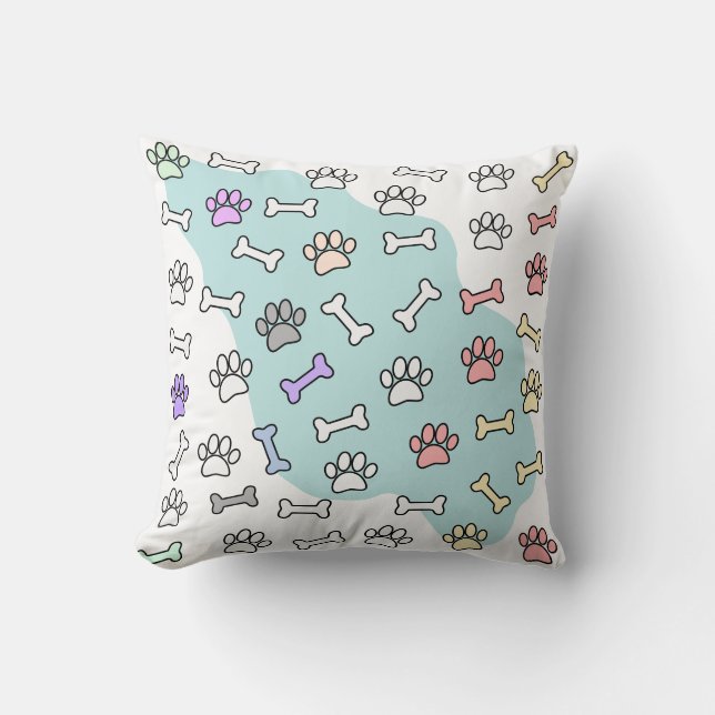 Coussin Empreintes de pattes De Chien Et Motif D'Art Des O (Recto)