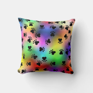 Coussin Empreintes de pattes de chiens de fusion couleur