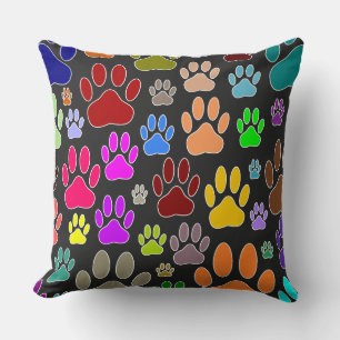 Coussin Empreintes de pattes de chiens partout