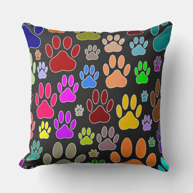 Coussin Empreintes de pattes de chiens partout (Recto)