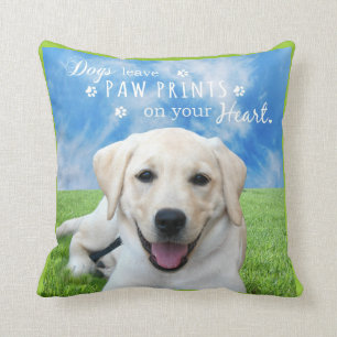 Coussin Empreintes de pattes de congé de chiens sur votre