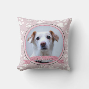 Coussin Empreintes de pattes du Mémorial aux Chiens Roses 