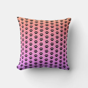 Coussin Empreintes de pattes noirs Rose or rose brillant O