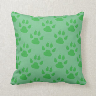 Coussin Empreintes de pattes verts
