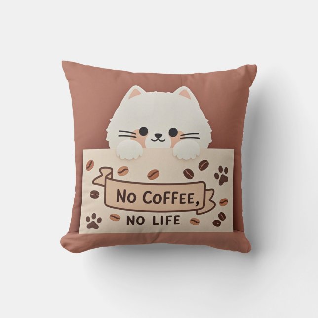 Coussin Empreintes mignonnes de pattes de chat et grains d (Recto)