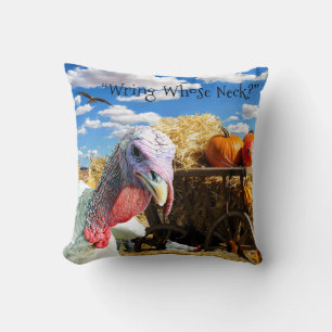 Coussin "En Aspirant Le Cou De Qui ?" Fête de Thanksgiving