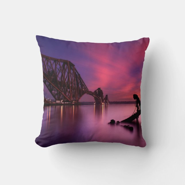 Coussin En avant pont en rail au coucher du soleil | (Recto)