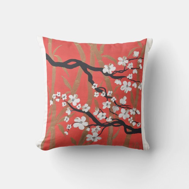 Coussin en bambou de /Golden de fleurs de cerisier (Recto)