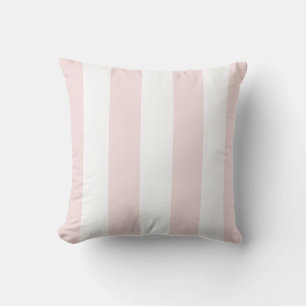 Coussin en bande blanche et rose pâle