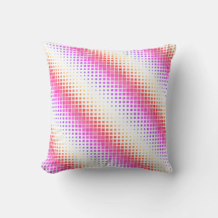 Coussin en bande de Pixel rose et blanc moderne