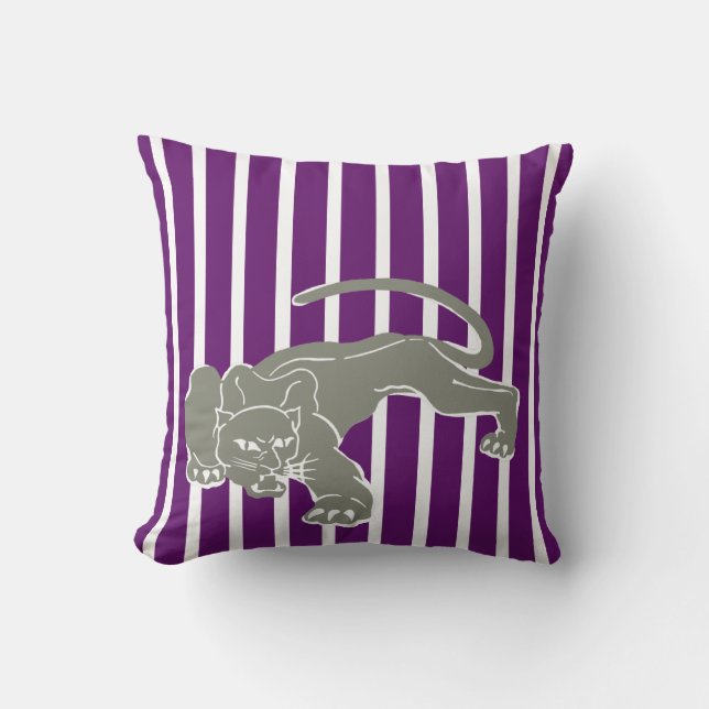 Coussin en bande violet africain avec Leopard (Recto)