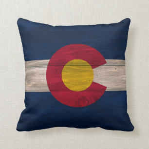 Coussin en bois de carré de drapeau du Colorado