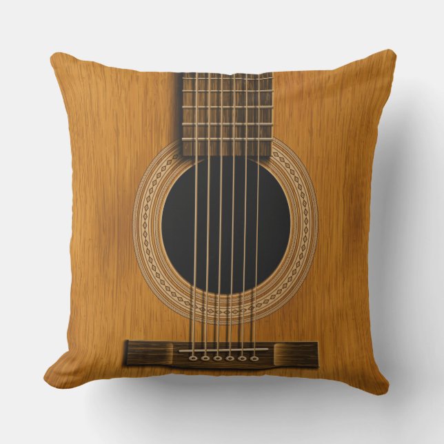 Coussin en bois naturel de musique de guitare (Recto)