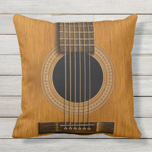 Coussin en bois naturel de musique de guitare