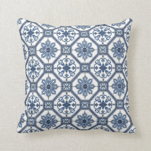 Coussin en carreaux bleus