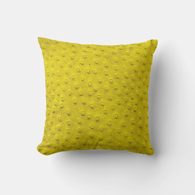Coussin en cuir d'autruche jaune surdimensionné (Recto)