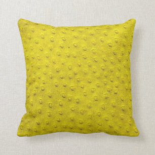 Coussin en cuir d'autruche jaune surdimensionné