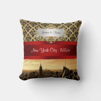 Coussin en damas sépia B4 de la skyline de la vill