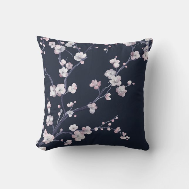 Coussin en fleurs de cerisier de minuit (Recto)