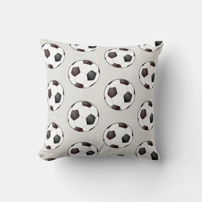 Coussin en forme de ballon de football noir et bla (Recto)