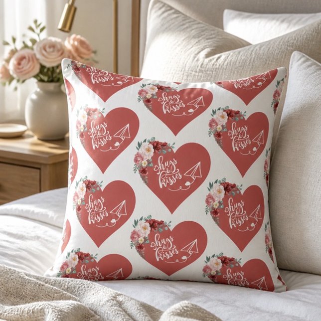 Coussin en forme de cœur avec câlins et bisous (Créateur téléchargé)