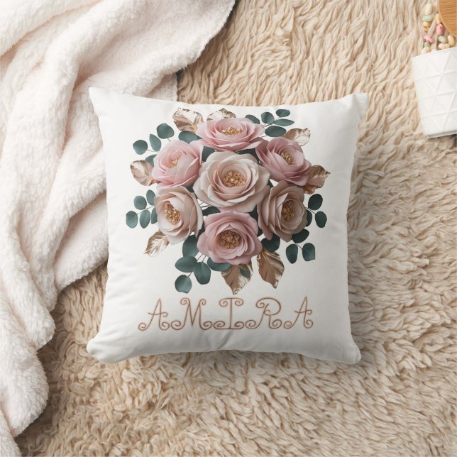 Coussin en forme de cœur avec monogramme floral en (Couverture)